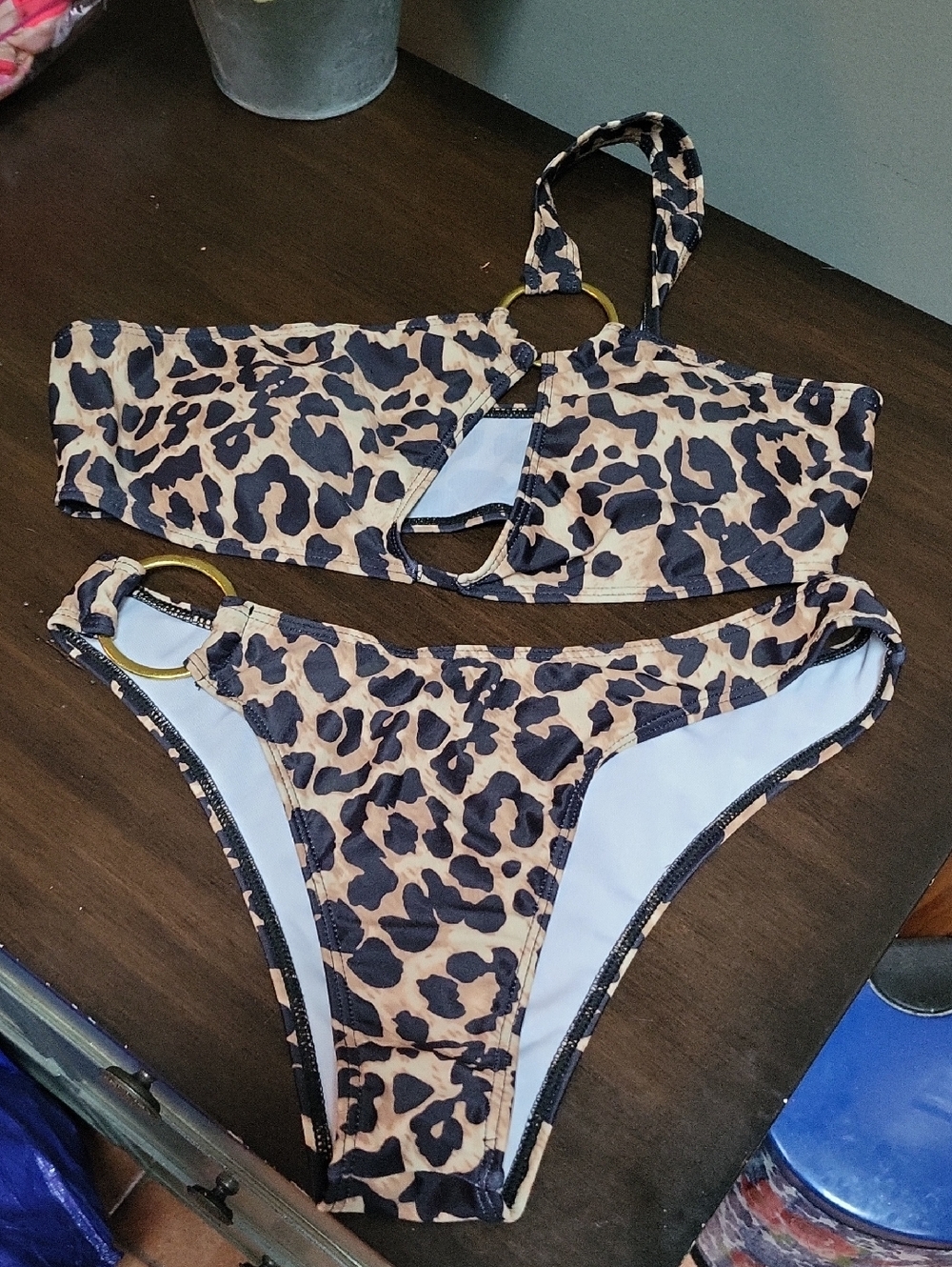 SHEIN Leopard Print Bikini Set - Tan/Black